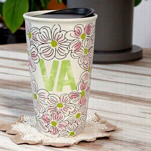 Starbucks Virginia Floral Collection to Go Travel Cup Mug Tumbler 12 oz lid